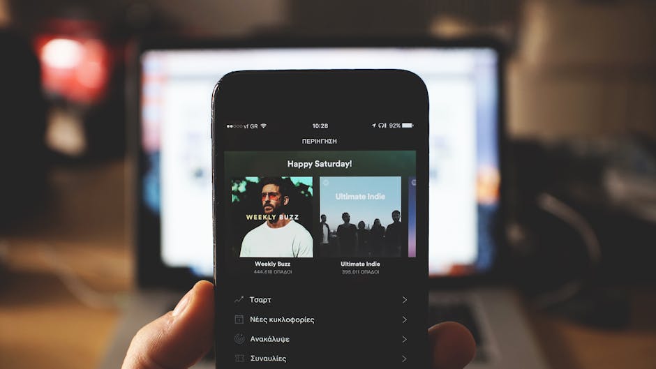 Phone showing a music streaming playlist
